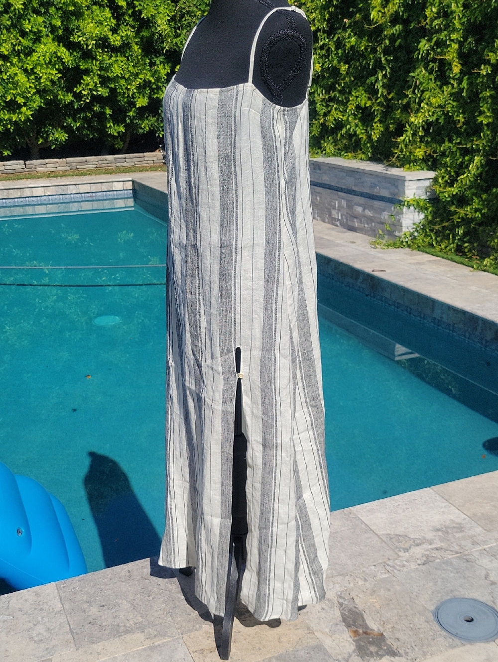 Reformation Pineapple Linen Maxi Dress Vista Stripe M NO SASH/BELT - Picture 9 of 15